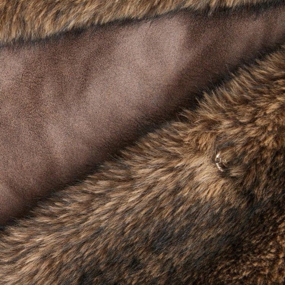 3 LEFT ❤️ Vintage Style Faux Fur Jacket Chocolate Brown Mid Length Winter Jacket - Picture 8 of 8